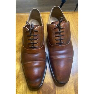 Magnanni Brown Leather Cap Toe Oxford Dress Shoes Men Size 8 M Made in Spain
